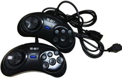 2pcs of 6 Button Game Controller for SEGA Genesis Black  - Image 1 of 4