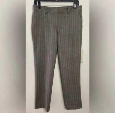 Pantalón de mujer DKNY de lana recto marrón a rayas. Talla 6 Foto 1 de 4