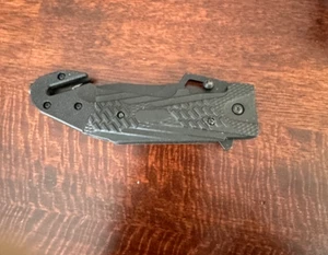 8 INCH KNIFE FOLDING US MARINES TACTICAL OUTDOOR RESCUE BLACK - Picture 1 of 4