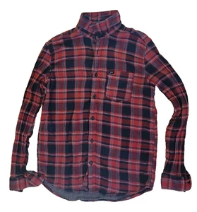 Camisa roja de manga larga con botones de franela a cuadros de algodón pequeña Vans rara para hombre 32435 - Imagen 1 de 10