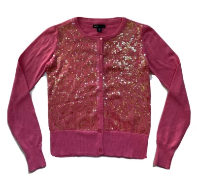 Suéter Cárdigan de Vacaciones Elegante Lentejuelas Rosa Brillante GapKids Niñas Talla XL 12 $40 Foto 1 de 2