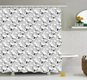 Vintage Camera Pattern Shower Curtain Fabric Decor Set with Hooks 4 Sizes - Picture 1 of 21