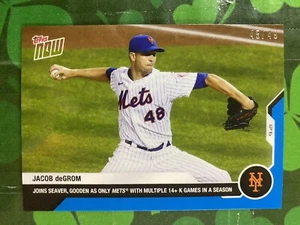 2020 Topps Now Baseball Jacob DeGrom Blue Parallel #/49 #296 New York Mets - Picture 1 of 2