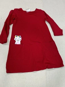 Hanna Andersson Pocket Peek Art Hippy Kitty Cat Dress Girl's 6-7 Euro 120 A3 - Picture 1 of 8