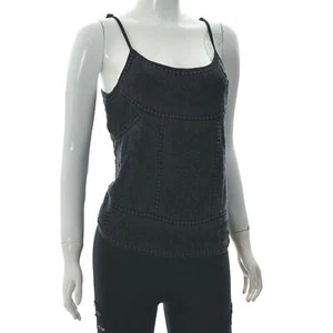 Superdry Vintage Womens Lace Trim Embroidered Floral Embro Tank Top Size M Black - Picture 1 of 7