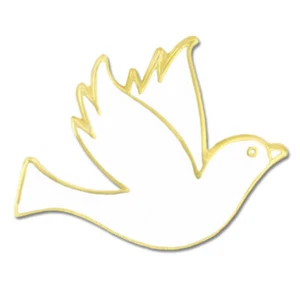 PinMart's White Dove Gold Plated Enamel Lapel Pin
