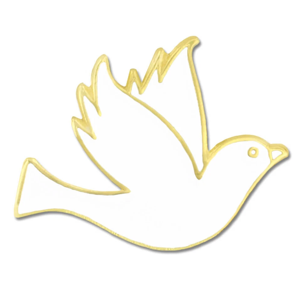PinMart's White Dove Gold Plated Enamel Lapel Pin - Image 1 of 3