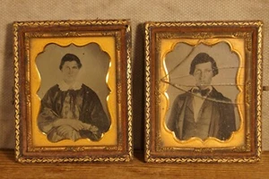 Antique 19th Century Tintype Ferrotype Photographs Beautiful Man & Woman - Imagen 1 de 6