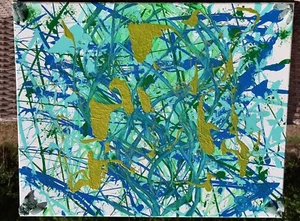 “Ocean Treasure” Splash Custom Original Abstract Acrylic Painting Canvas2 - Picture 1 of 1