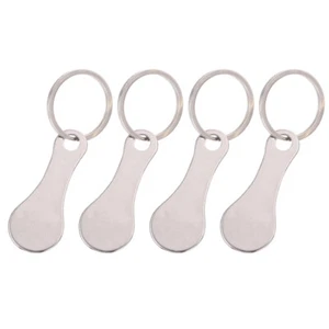 4 Pcs Metal Tokens Coin Keychain Shopping Trolley Cart Stainless Steel - Picture 1 of 12