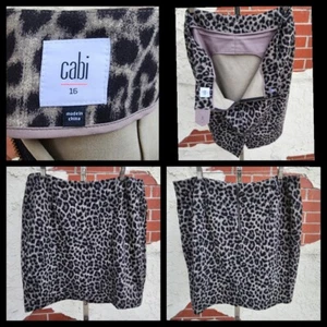 16 CAbi JUNGLE leopard skirt Animal Print Pencil Ponte Knit sliming grey black - Picture 1 of 16