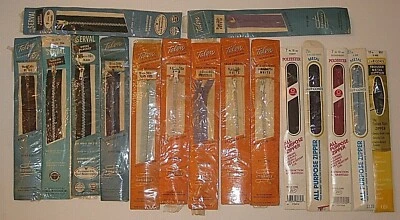 NOS NEW ZIPPER LOT 16 TALON PAINTED METAL POLYESTER J&P COATS SERVAL 5" TO 22" - Image 1 of 4
