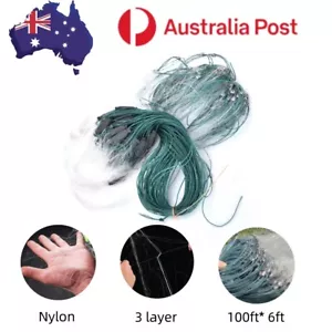 30m * 2m 3 Layers Nylon Monofilament Fishing Fish Gill Net Float - Picture 1 of 14