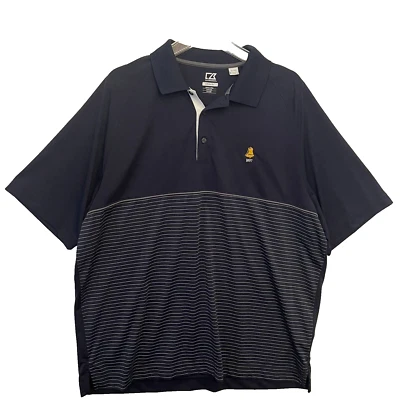 Cutter & Buck Golf Shirt Polo DryTec XL Navy Striped Polyester - Image 1 of 4