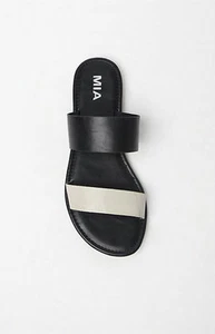 Sandalias MUJER JUNIORS MIA DOS TONOS SLIDE NEGRAS CREMA NUEVAS $39 - Imagen 1 de 3