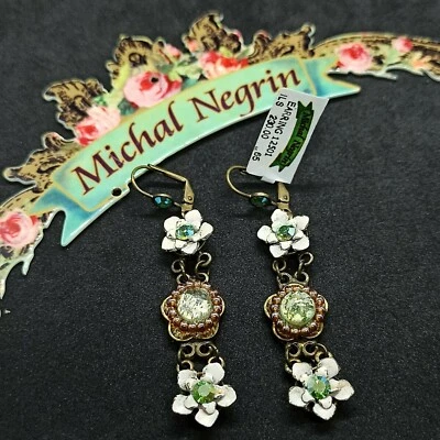 Michal Negrin серьги длинный фея цветы стекла и кристаллы Swarovski подарок новый с Ярлыками - Изображение 1 из 4