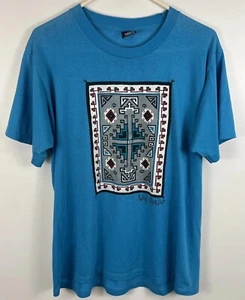 Vtg New Mexico Native American Art Tshirt Tourist Distressed Paper Thin Fit L - Picture 1 of 21