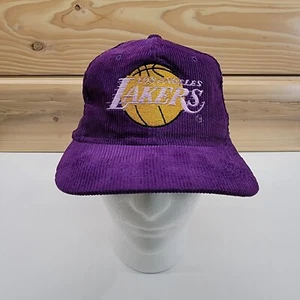 Vintage Los Angeles Lakers Corduroy Snapback Hat The G Cap Purple - Picture 1 of 13