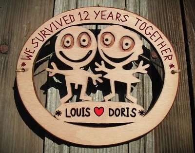 Personalizado 12º Aniversario Boda Regalo Personalizado Pareja Nombres 12 Años Juntos Foto 1 de 2