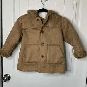 Zara faux shearling sherpa faux suede hooded jacket size 4 5 kids - Picture 1 of 4