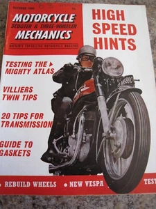 MOTORCYCLE MECHANICS MAGAZINE OCT 1965 SPEED HINTS MIGHTY ATLAS VILLIERS TRANSMI - Picture 1 of 3