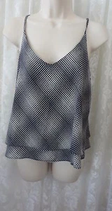 VERONICA M LOS ANGELES Blouse TANK TOP Cami  NEW  BLUE WHITE Career Polka - Imagen 1 de 3