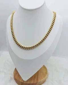 Gold 7mm Curb Chain For Men, 14k Heavy plated Gold, No Fade, Waterproof - Picture 1 of 7