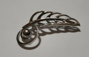 Vintage signierte Barclay Feder Blatt Anstecknadel Brosche 2 Zoll - Bild 1 von 5