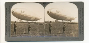 Dirigible R-34 at Mineola Stereo View WWI Keystone SV Zeppelin Air Ship - Picture 1 of 2