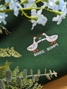 Goose-Bumps Embroidered Sweatshirt in Forest Green. Unisex - Picture 1 of 1