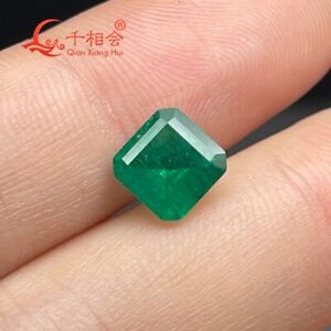 Square emerald cut Muzu hydrothermal Emerald with inculsion Loose Gemstone(1pcs)