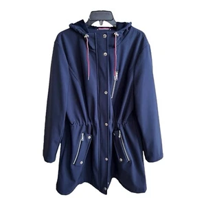 Tommy Hilfiger XXL Hooded Parka Anorak Jacket Navy Blue Water Repellent - Picture 1 of 6