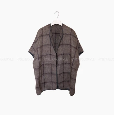 Brunello Cucinelli Coat Jacket Cardigan Poncho Fuzzy Monili Trim Women Size 42 M - Image 1 of 4