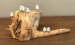 HANDGEMACHTE TREIBHOLZ MÖWEN LE GOELAND MANTEAU NOIR KUNSTSKULPTUR 7,5" X 14,5" - Bild 1 von 6