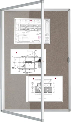 Enclosed Felt Bulletin Board 36X24 Inch Lockable Cork Noticeboard Display Cases - Image 1 of 4