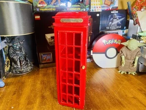 18” 1930 London UK Telephone Booth 3 Tier Shelf Media Storage Curio Cabinet CD - Picture 1 of 8