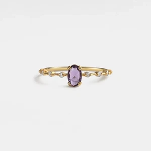 2.00CT Oval Cut Lab Created Amethyst Women's Wedding Ring 14K White Gold Plated - Picture 1 of 3