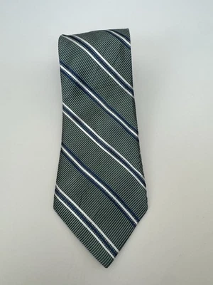 Corbata de seda para hombre EAGLE SHIRTMAKERS PAISLEY DECORACIÓN REPP VERDE AZUL BLANCO Foto 1 de 3