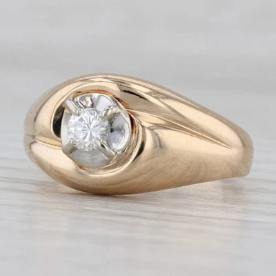 0.20ct Round Diamond Solitaire Ring 14k Yellow Gold Size 6.25 Vintage - Image 1 of 4