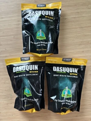 PARA 3 DASUQUIN MSM/perros pequeños a medianos menores de 60 lb 84 cada uno masticable suave caducidad 27/05 Foto 1 de 3