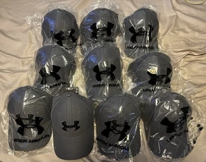 Under Armour Mens Blitzing Cap Stretch Fit Gray M/L Lot Of 10 NWT $280 - Picture 1 of 6