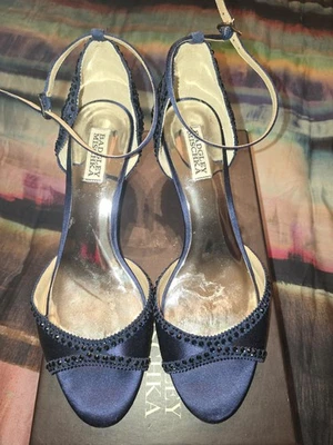 Zapatos BADGLEY MISCHKA Gillian Satén Cuentas Azul Medianoche Caja 10 M  Foto 1 de 4