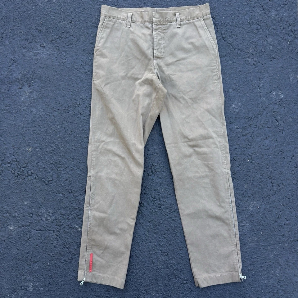 Prada Tern Linea Rossa Half Zip Pants Brown Size 50 - Image 1 of 4