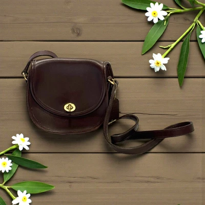 Vintage Coach Watson Brown Flap GloveLeather Crossbody Turnlock Bag 9981 - Image 1 of 4