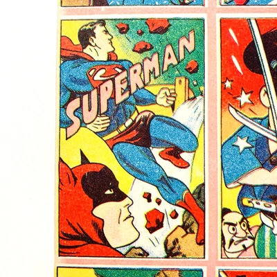 "Conjunto de 6" Superman & Batman 1950s Vintage Raro Sem Cortes Menko folha de cartão Japão - Imagem 1 de 4