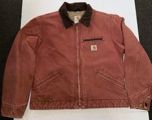 Vintage Carhartt Damen WJ097 VRS Sherpa gefütterte Jacke Gr. M lachs rosa rose Detroit - Bild 1 von 6