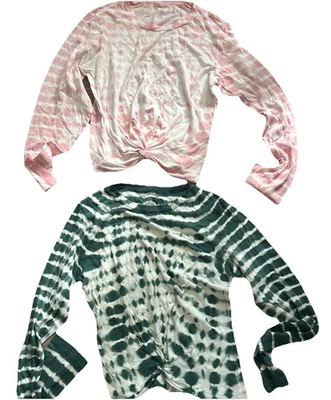 Victoria's Secret розовый ворота длинным рукавом футболка завязанная талия футболка верхний галстук краситель 2 - Изображение 1 из 3