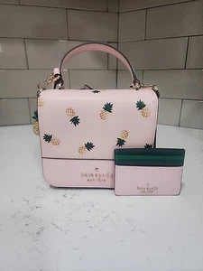 Kate Spade Staci Square Pineapple Crossbody Pink D410 mit passendem Kartenetui - Bild 1 von 14