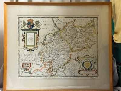 Vintage Saxton's Map of Warwickshire 1577 - Printed in 1960 by Taylowe Ltd - Image 1 of 4