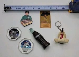 Lot Vintage Coca Cola Magnets Pencil Sharpener Key Chain Bear Bottle - Picture 1 of 5